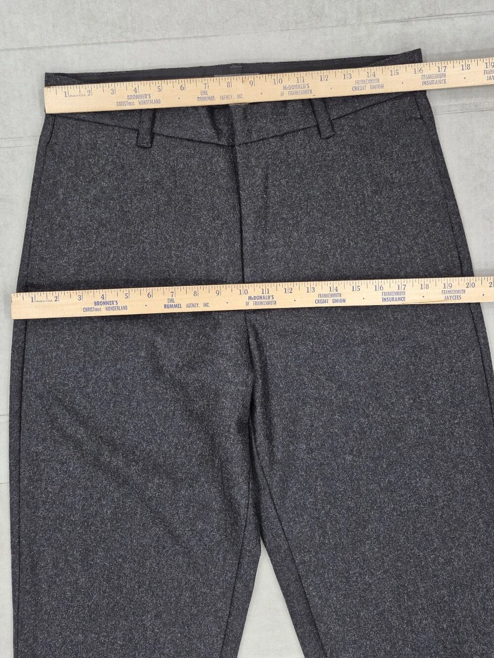 Banana Republic Stretch wool dress pants men's 32R black gray flat front trouser